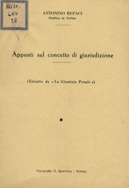 Appunti sul concetto di giurisdizione.