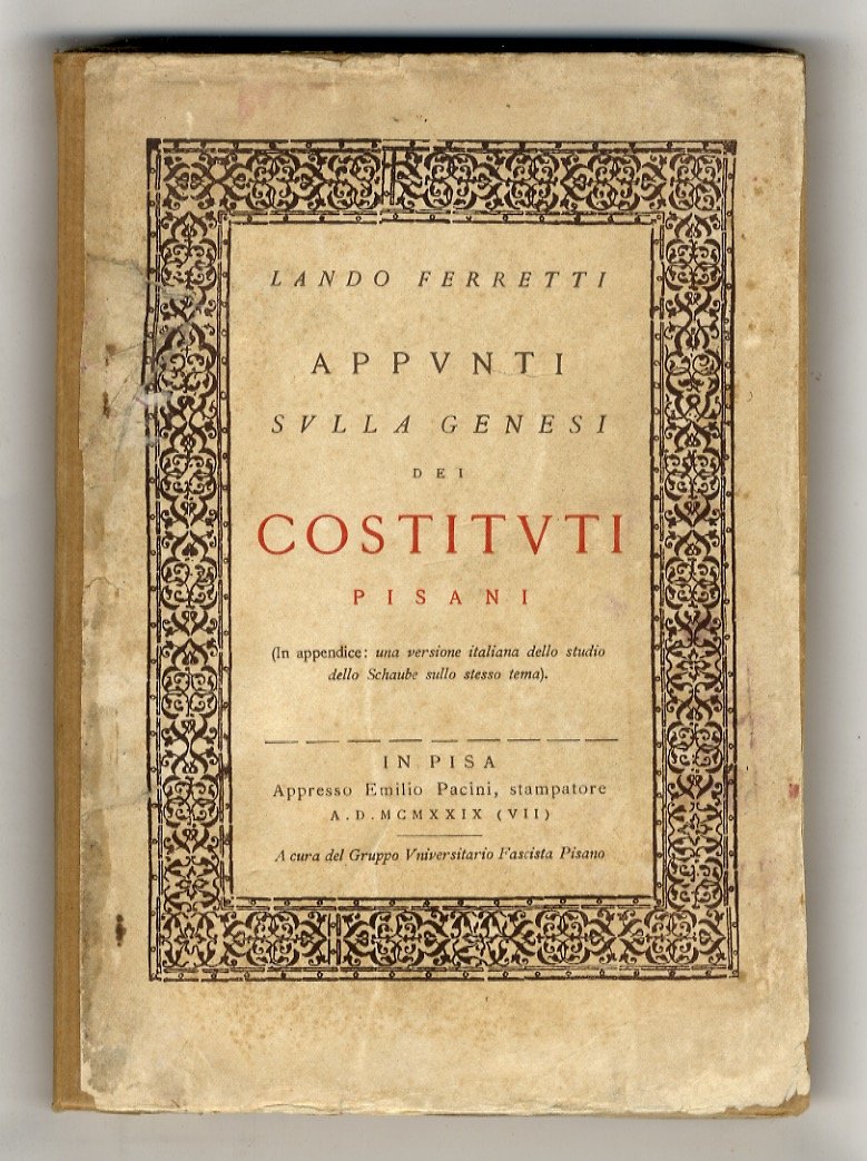 Appunti sulla genesi dei Costituti Pisani. (In appendice: una versione …