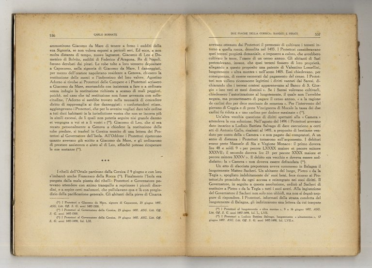 ARCHIVIO Storico di Corsica. Pubblicazione trimestrale. Direttore Gioacchino Volpe, Accademico …