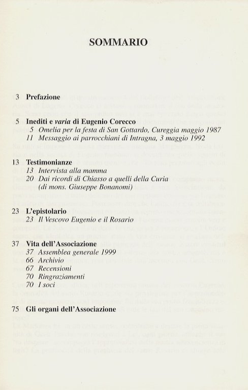 ASSOCIAZIONE Internazionale Amici di Eugenio Corecco Vescovo di Lugano. Anno …