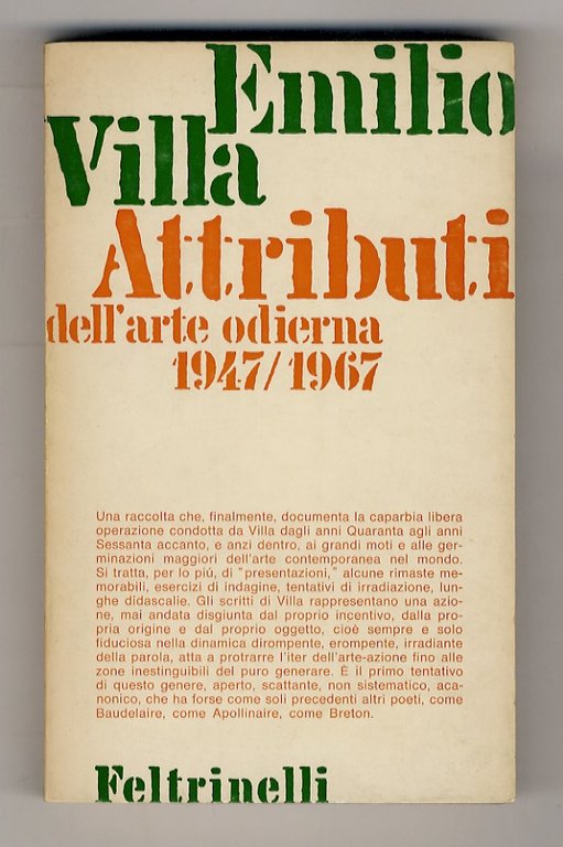 Attributi dell'arte odierna 1947/1967. (Duchamps, Rothko, Capogrossi, Matta, Burri, Colla, pollock, De Kooning, Scarpitta, fontana, Manzoni, ecc.)