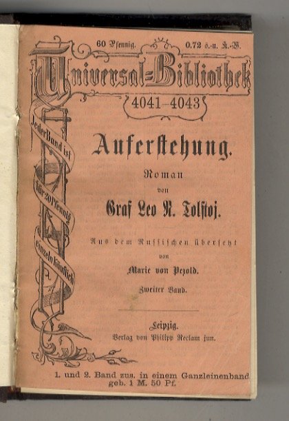 Auferstehung [Resurrezione]. Roman von Graf Leo N. Tolstoj. Aus dem … | Immagine principale