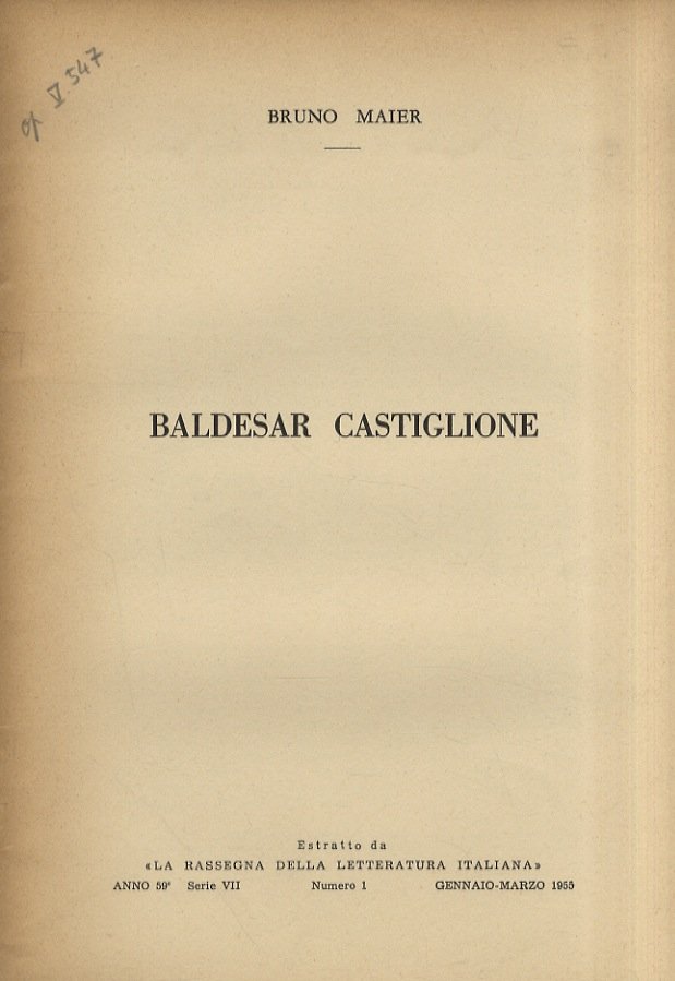 Baldesar Castiglione. Estratto da "La Rassegna della letteratura italiana". | Immagine principale