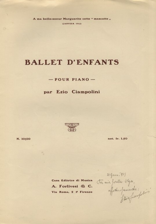 Ballet d'Enfants. Pour piano. N° 10510.