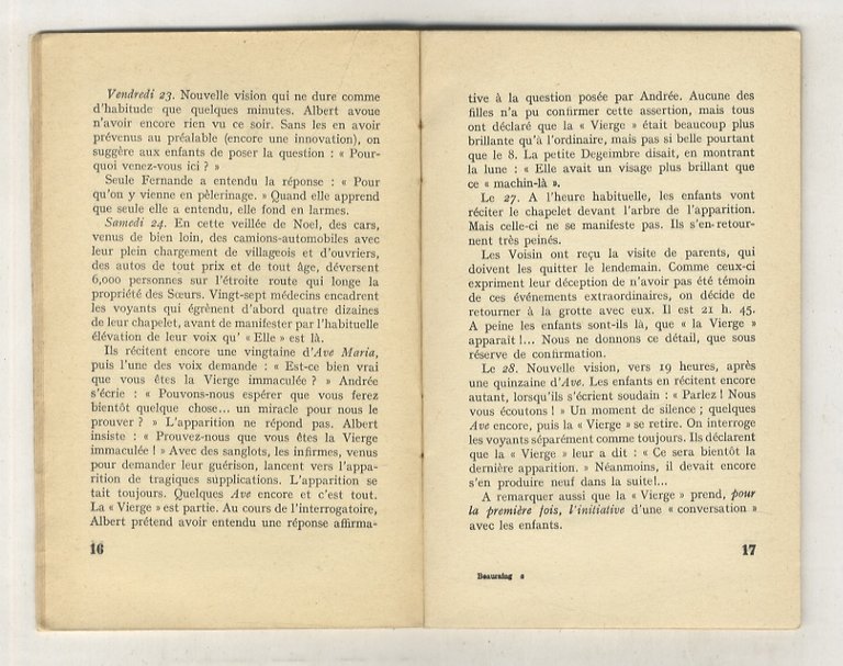 Beauraing (29 novembre 1932 - 3 janvier 1933). Et si …