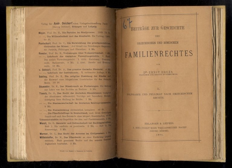 Beiträge zur Geschichte des griechischen und römischen Familienrechtes. I: Die …