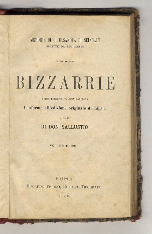 Bizzarrie. Prima edizione italiana completa. Conforme all'edizione originale di Lipsia, …