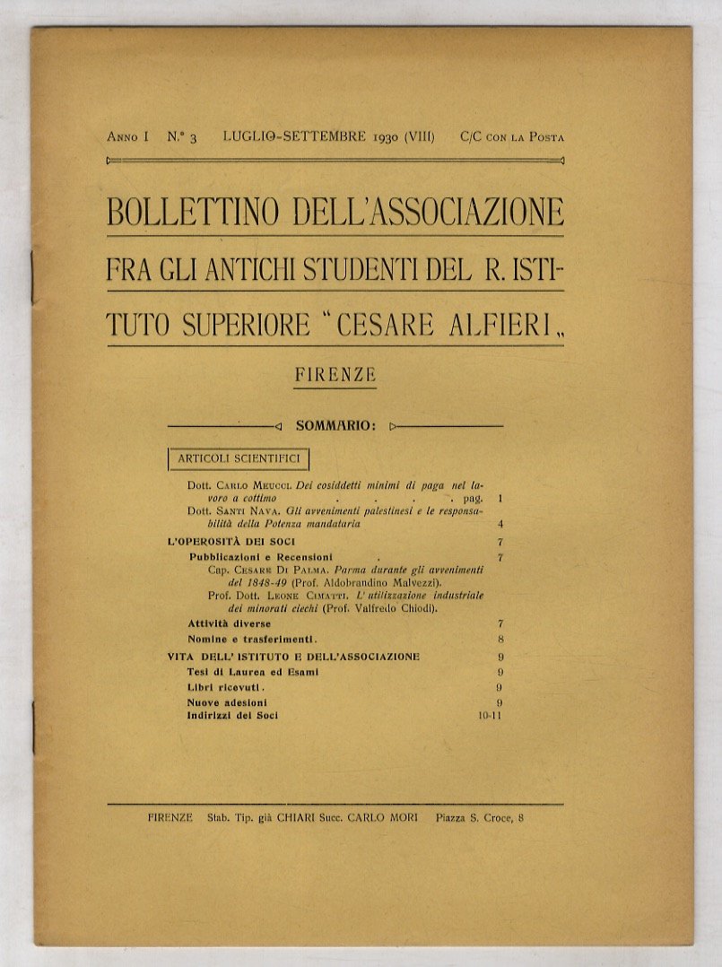 BOLLETTINO dell'Associazione fra gli antichi studenti del R. Istituto Superiore …