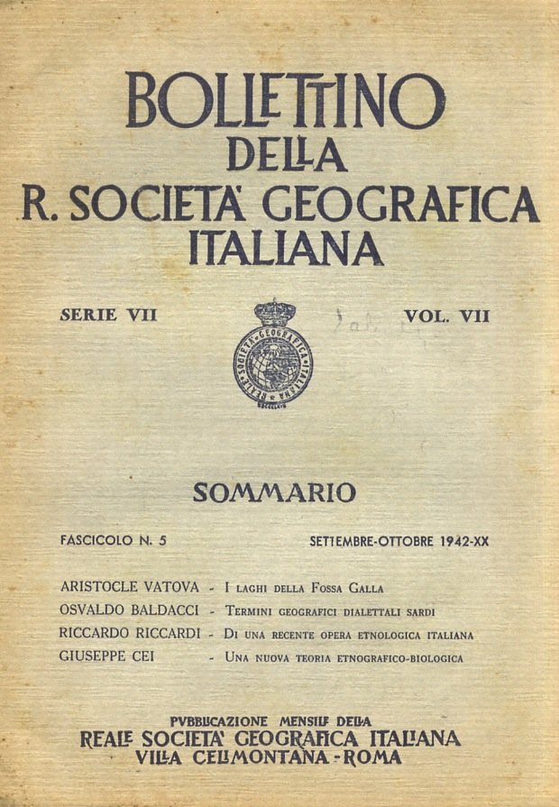 Bollettino della Reale Società Geografica Italiana. Serie VII. Volume VII. …