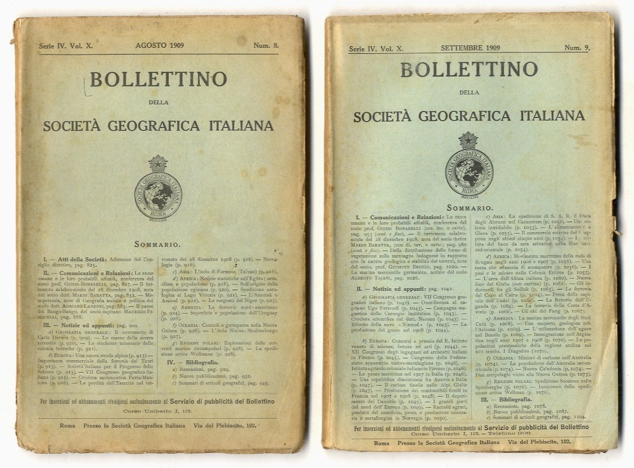 Bollettino della Società Geografica Italiana. Serie IV, vol. X. Num. …