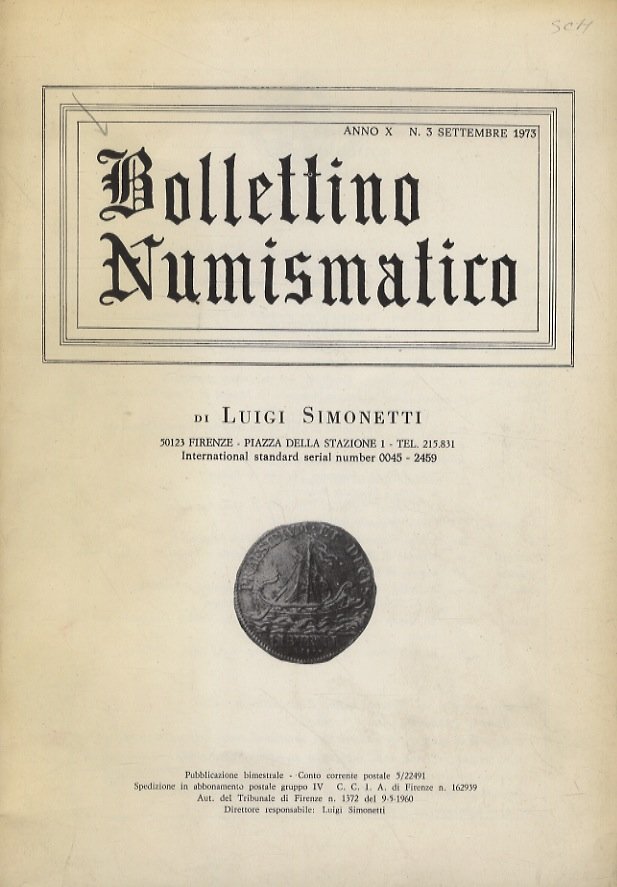 BOLLETTINO Numismatico di Luigi Simonetti. Anno X. N. 3, settembre …