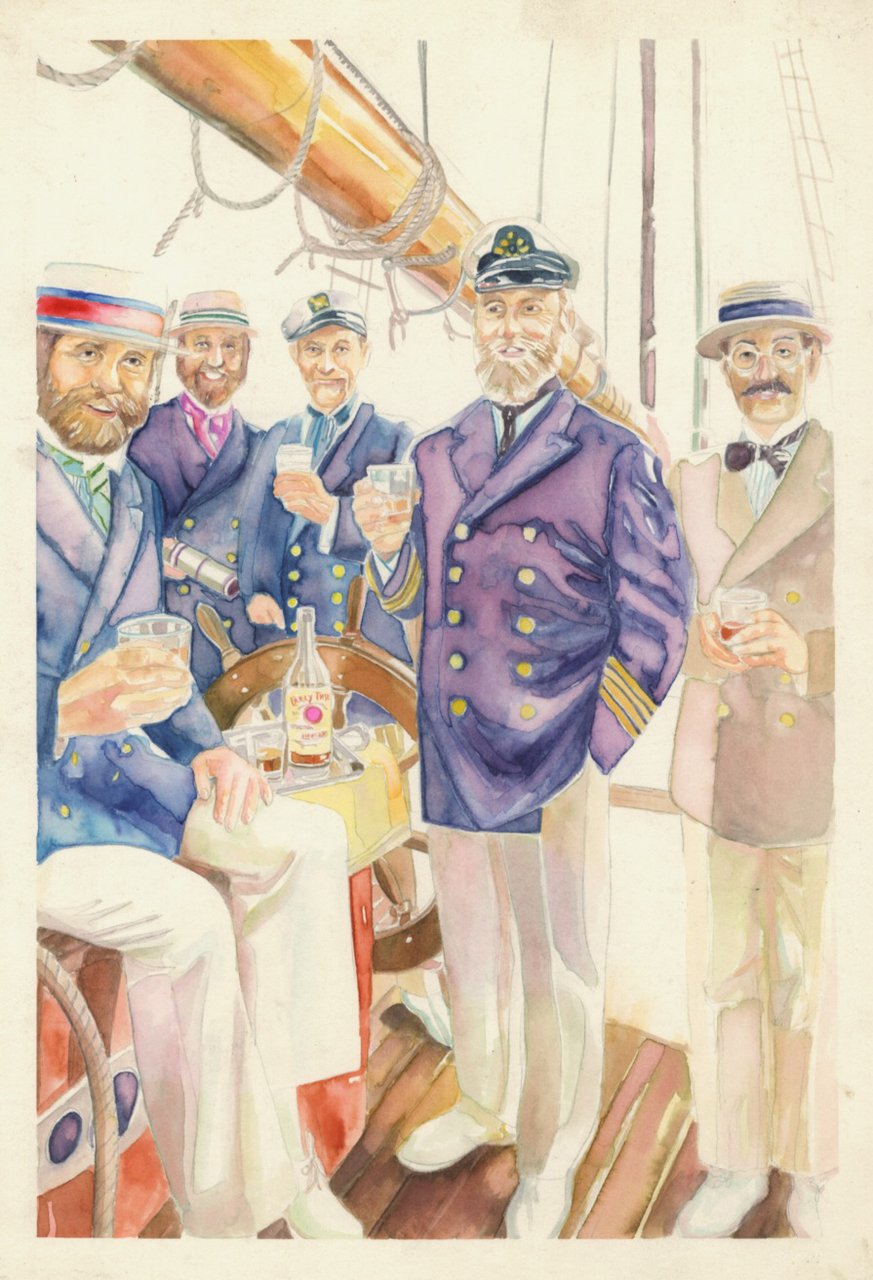 Bozzetto raffigurante alcuni ufficiali di marina e alcuni borghesi intenti …