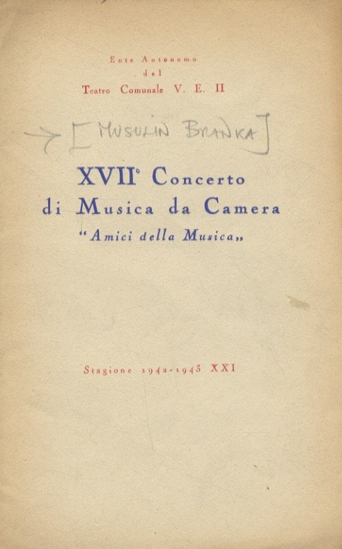 Branka Musulin (pianista). XVII° Concerto di Musica da Camera "Amici … | Immagine principale