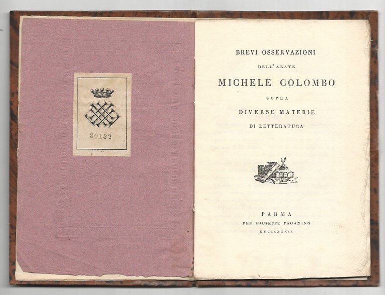 Brevi osservazioni dell'abate Michele Colombo sopra diverse materie di letteratura.