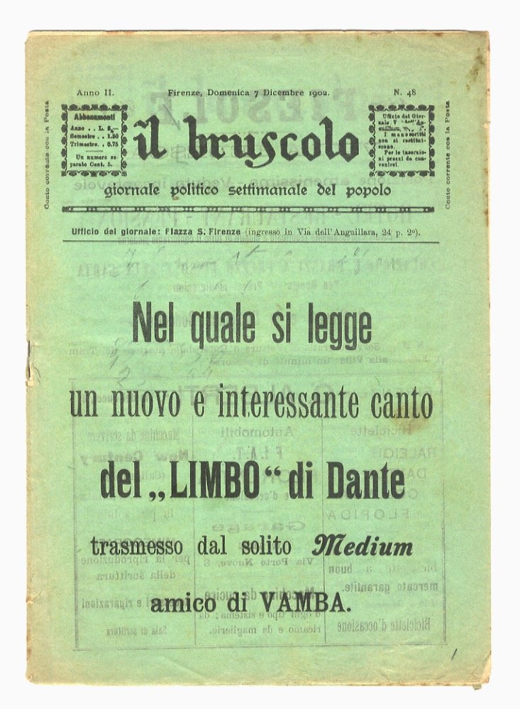 BRUSCOLO (IL) giornale politico settimanale del popolo. Gerente-responsabile: Alfredo Bussotti. …