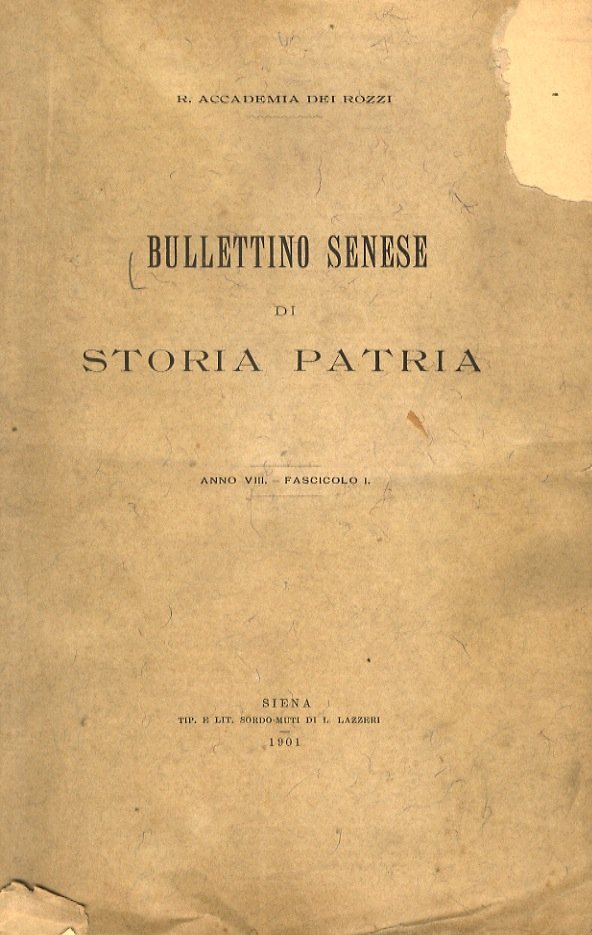BULLETTINO Senese di Storia Patria. R. Accademia dei Rozzi. Anno … | Immagine principale