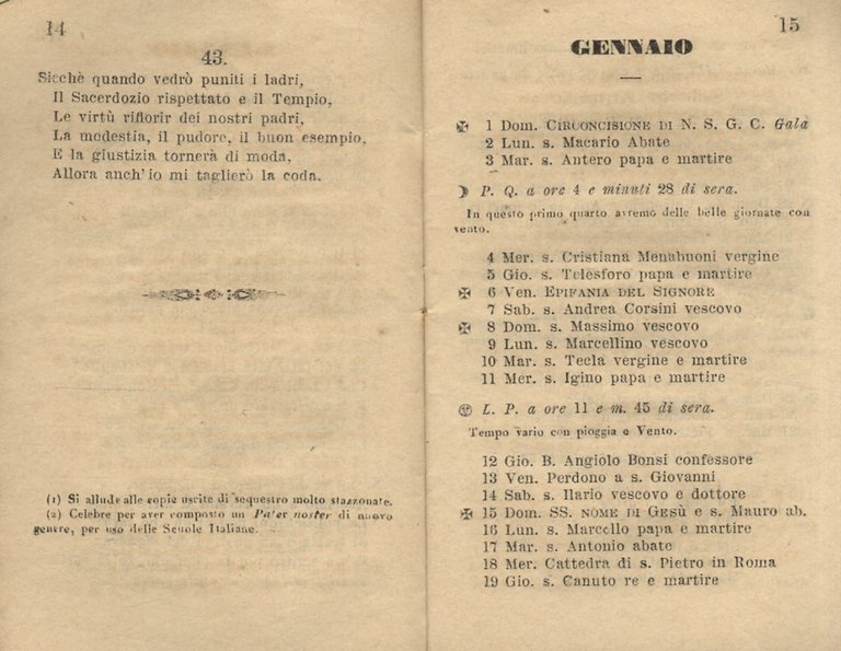 Buon (Il) Senso. Lunario per l'anno 1865 coll'aggiunta dei mercati, …