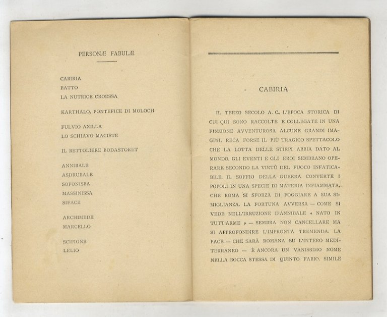 Cabiria. Visione storica del terzo secolo a.C.