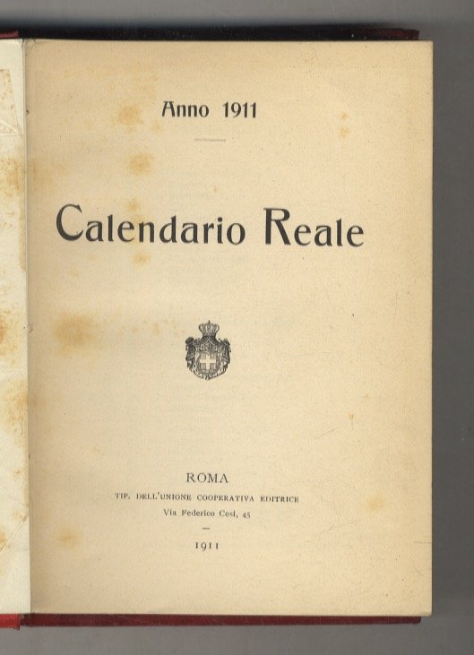 CALENDARIO Reale. Anno 1911. | Immagine principale