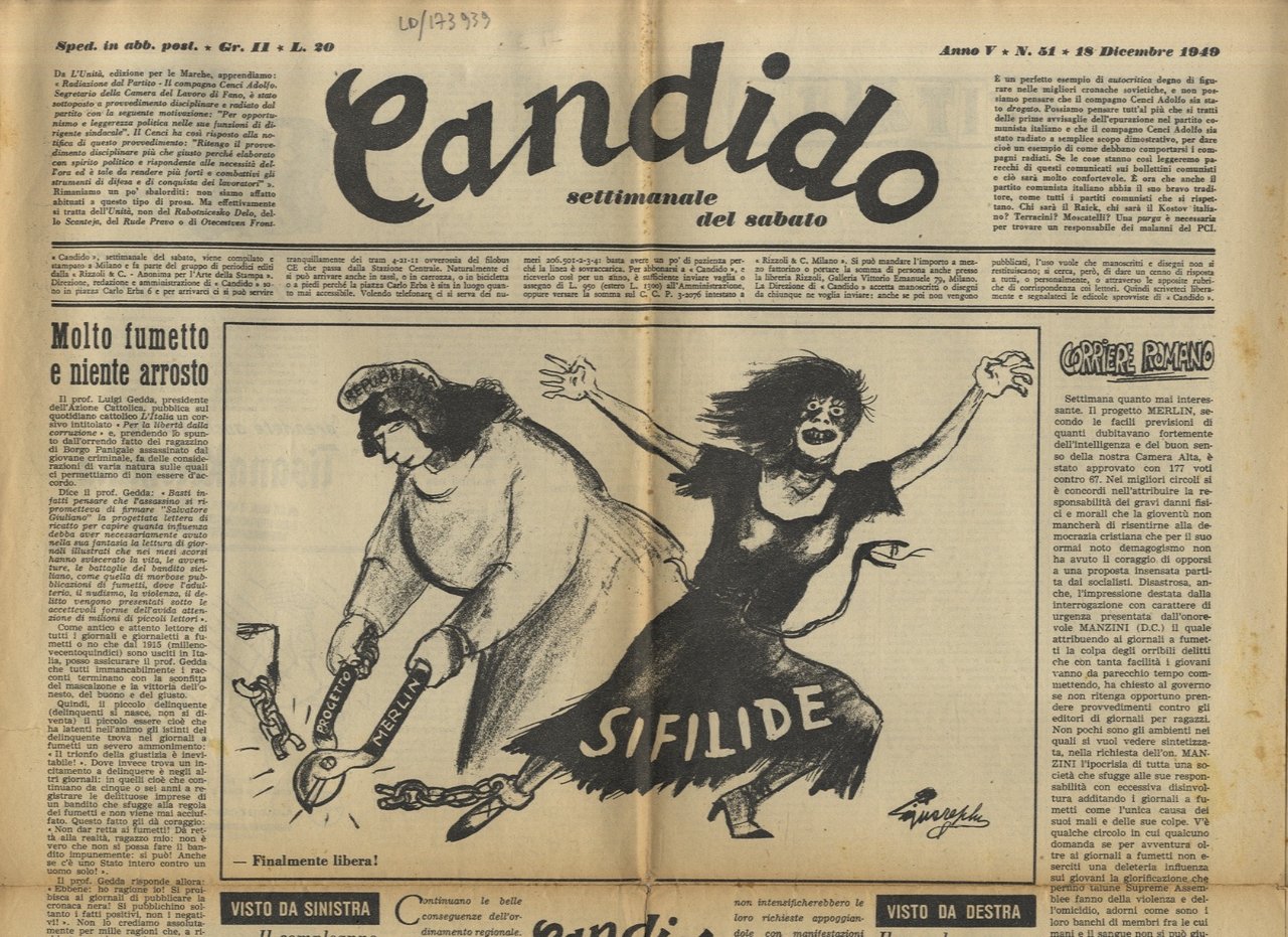 CANDIDO. Settimanale del sabato. Direttori: Giovanni Mosca e Giovannino Guareschi. …