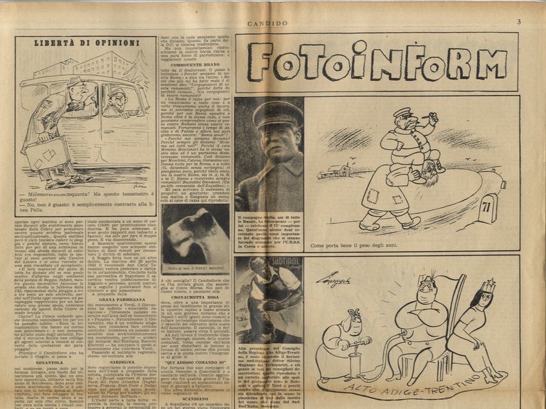 CANDIDO. Settimanale del sabato. Direttori: Giovanni Mosca e Giovannino Guareschi. …