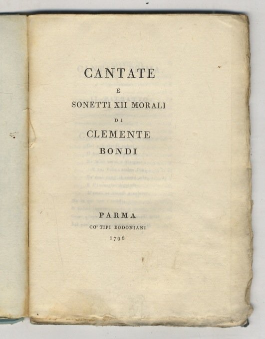 Cantate e sonetti XII morali di Clemente Bondi.
