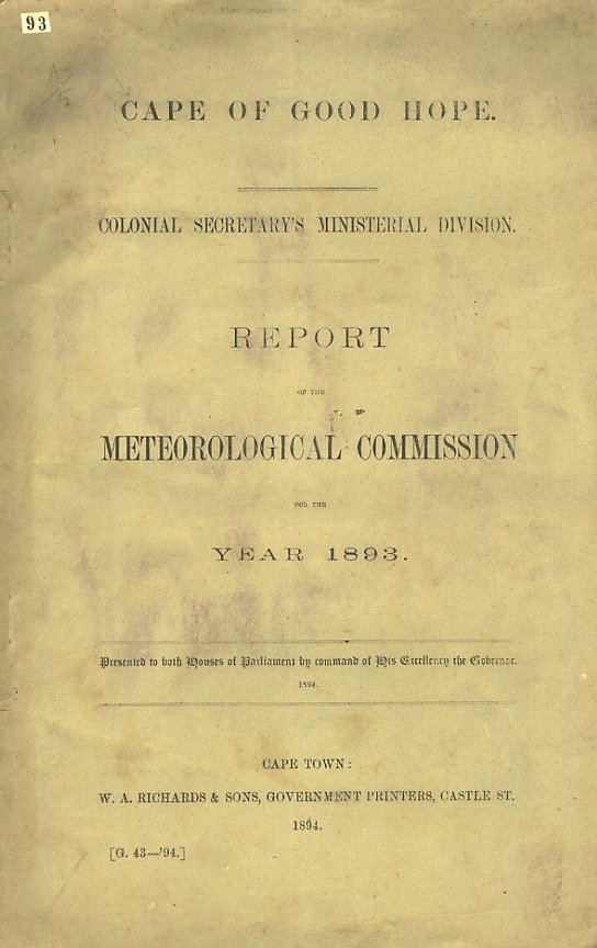 Cape of Good Hope. Colonial Secretary's Ministerial Division. Report of …