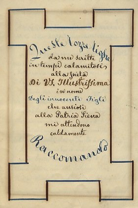 [Carta a1 recto:] Rimembranze femminili in sonetti esposte. Alla Nobil …