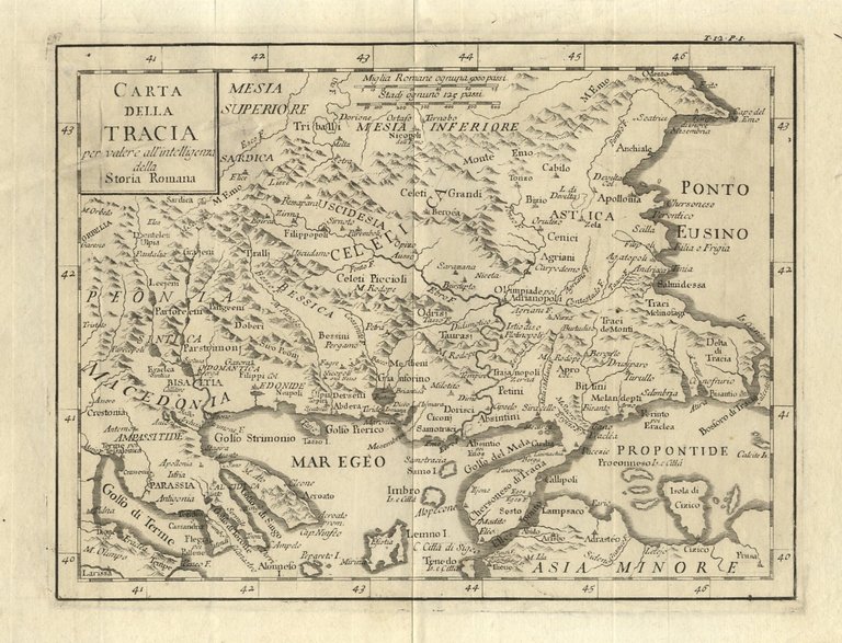 CARTA della Tracia. Per valere all'intelligenza della storia romana.