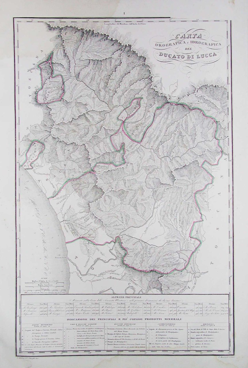 Carta orografica e idrografica del Ducato di Lucca.