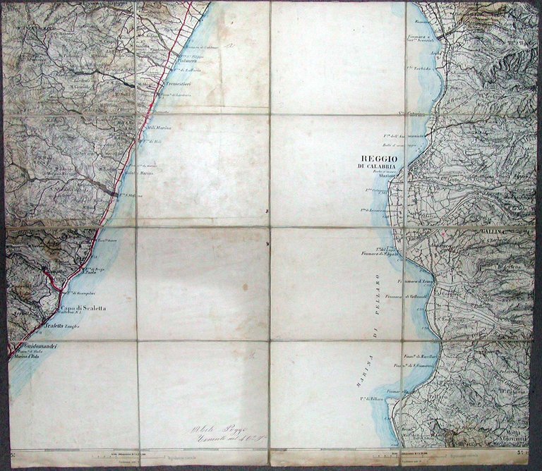 [Carta topografica del tratto di fronte a Reggio Calabria dello Stretto di Messina]. Scala 1:25.000.