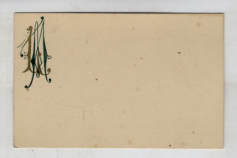 Cartolina postale con monogramma LM dipinto a mano in azzurro …