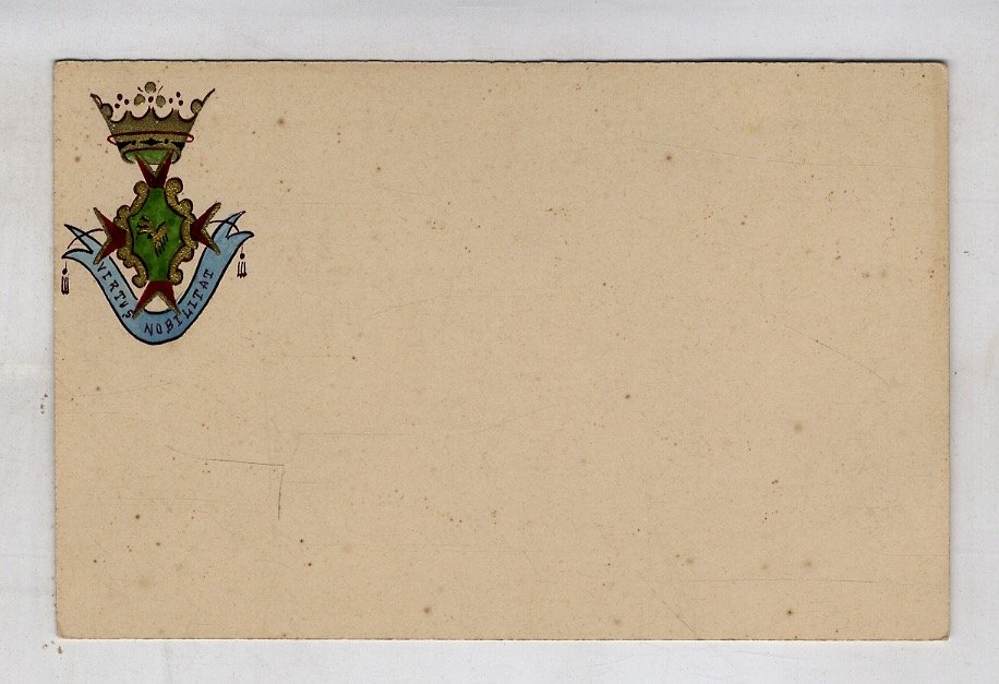 Cartolina postale con stemma coronato dipinto a mano in vividi …