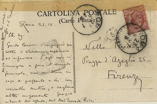 Cartolina postale, viaggiata, firmata, manoscritta autografa su una facciata, datata …