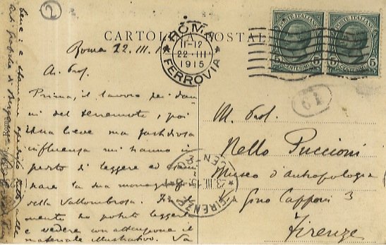 Cartolina postale, viaggiata, manoscritta autografa su una facciata, datata Roma … | Immagine principale