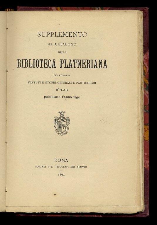 Catalogo della Biblioteca Platneriana che contiene statuti e storie generali … | Immagine Gallery 3