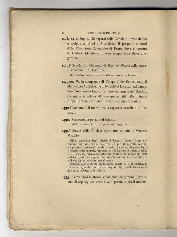 Catalogo delle opere di Donatello e Bibliografia degli autori che …