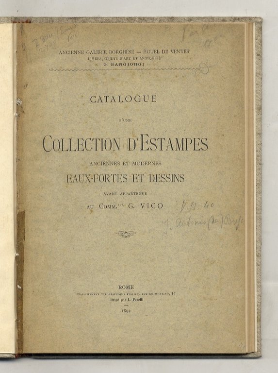 CATALOGUE d'une collection d'estampes anciennes et modernes, eaux-fortes et dessins … | Immagine Gallery 1