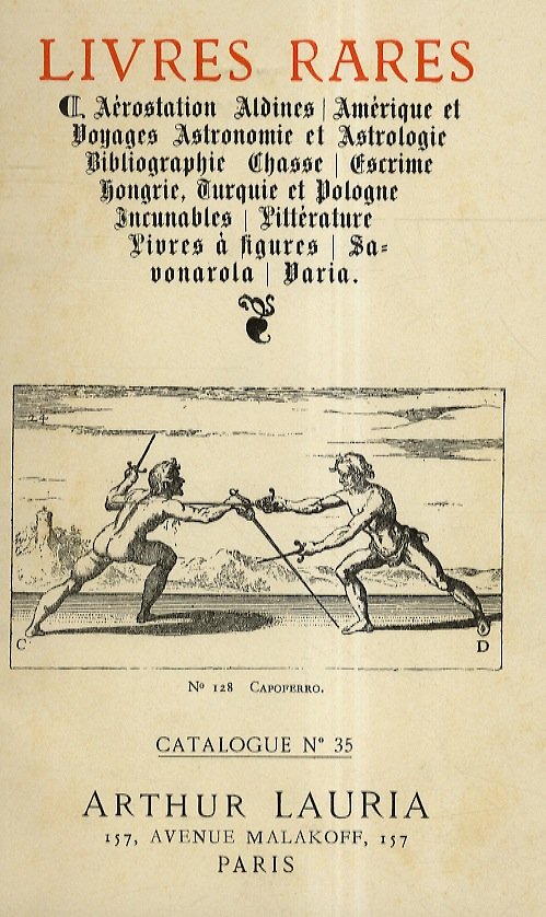 Catalogues Arthur Lauria, 157, Avenue Malakoff, Paris: N° 35: Livres …