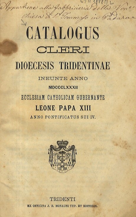 Catalogus cleri Dioecesis Tridentinae ineunte anno 1869.