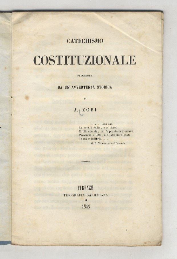 Catechismo costituzionale preceduto da un'avvertenza storica di A. Zobi.