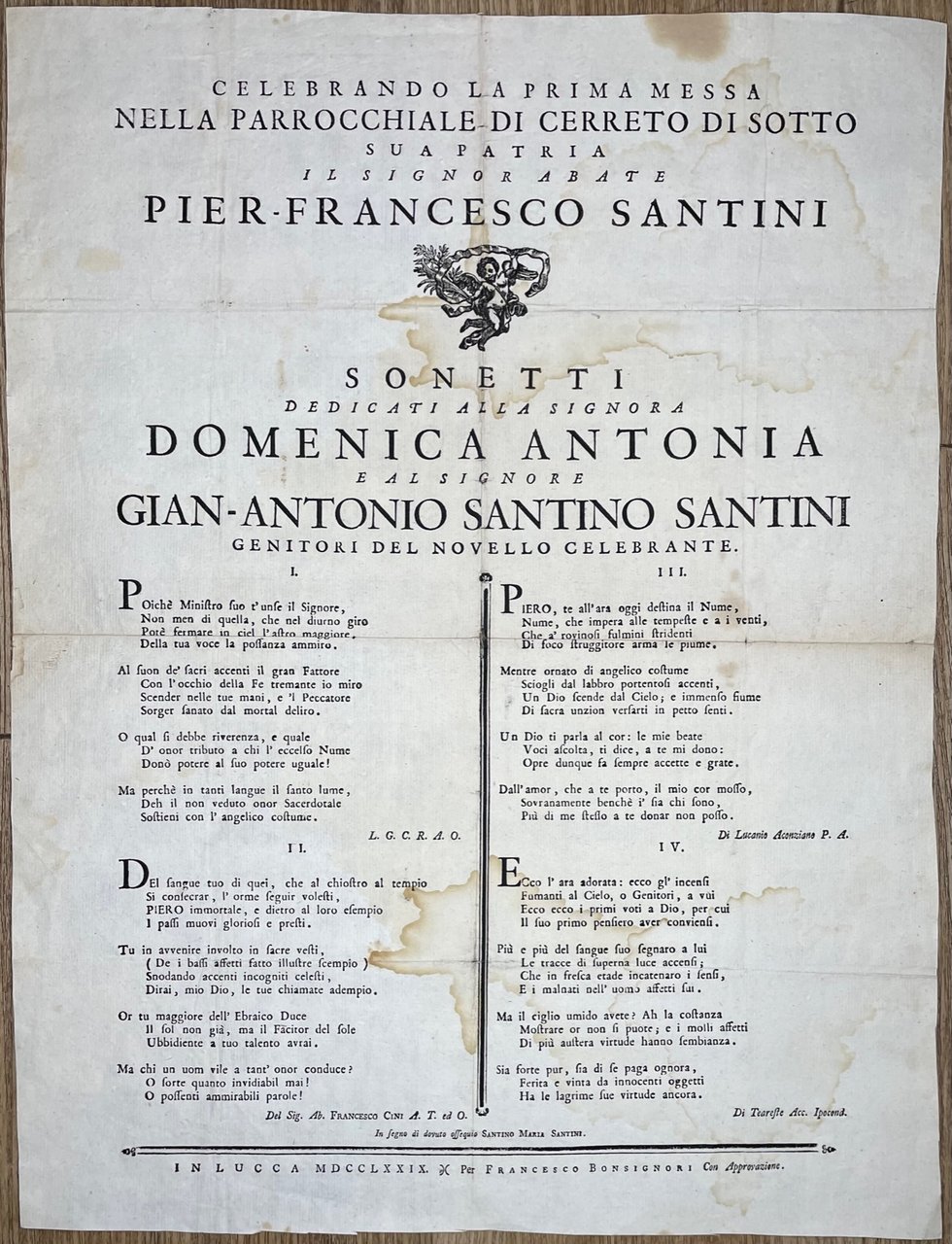 CELEBRANDO la prima messa nella parrocchiale di Cerreto di sotto …