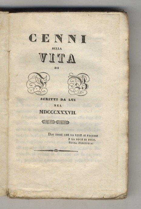Cenni sulla vita di F.B. Scritti da lui nel MDCCCXXXVII …