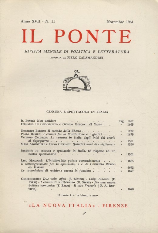 Censura e spettacolo in Italia. ("Il Ponte", Rivista mensile di …