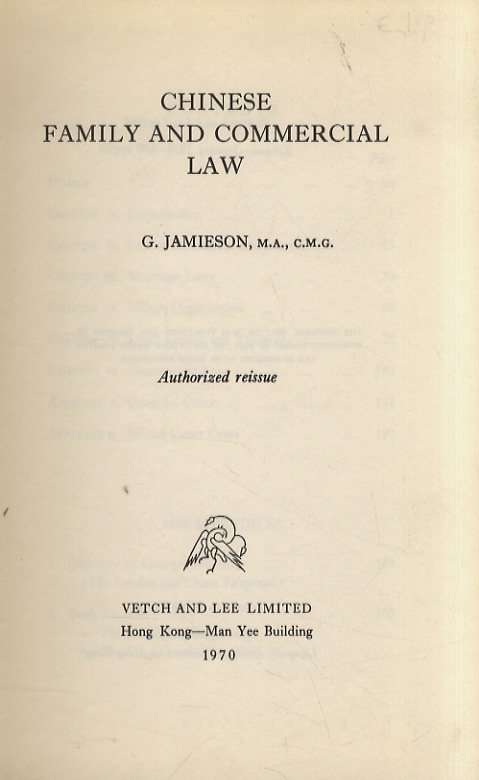 Chinese Family and Commercial Law. Authorized reissue.