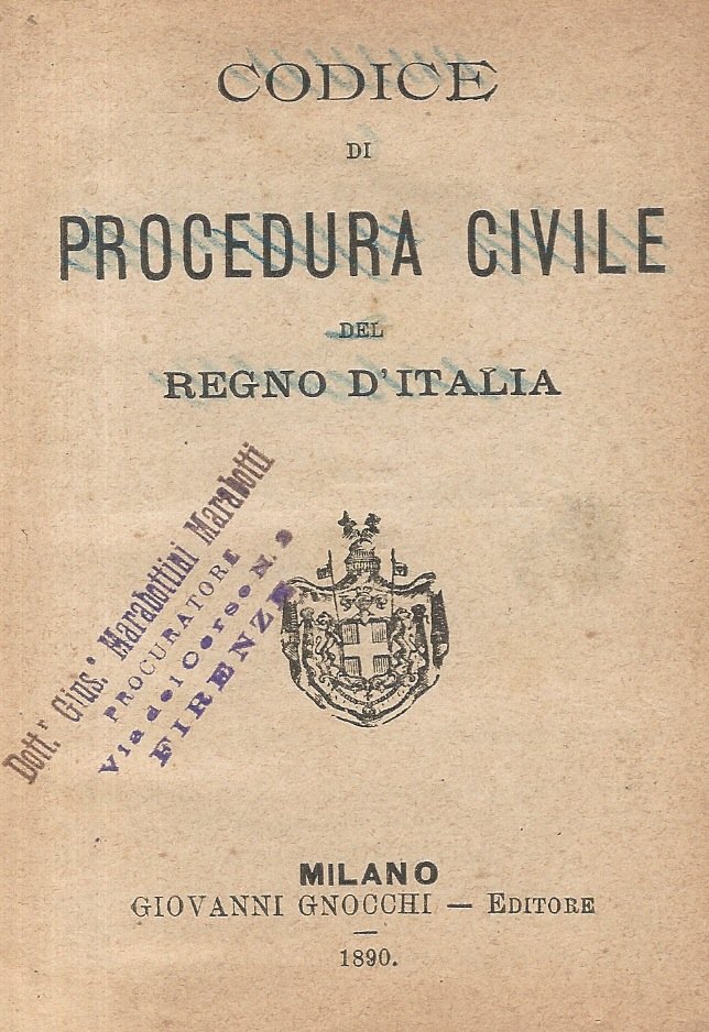 CODICE di procedura civile del Regno d'Italia.