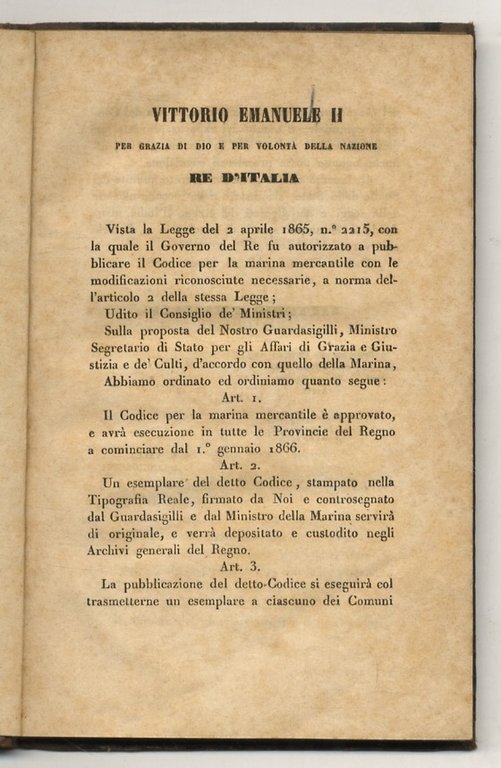 Codice per la marina mercantile del Regno d'Italia.