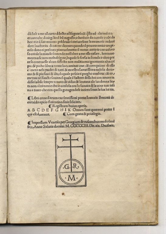Comedie del excelentissimo poeta miser Iohanni Boccatio da Certaldo.
