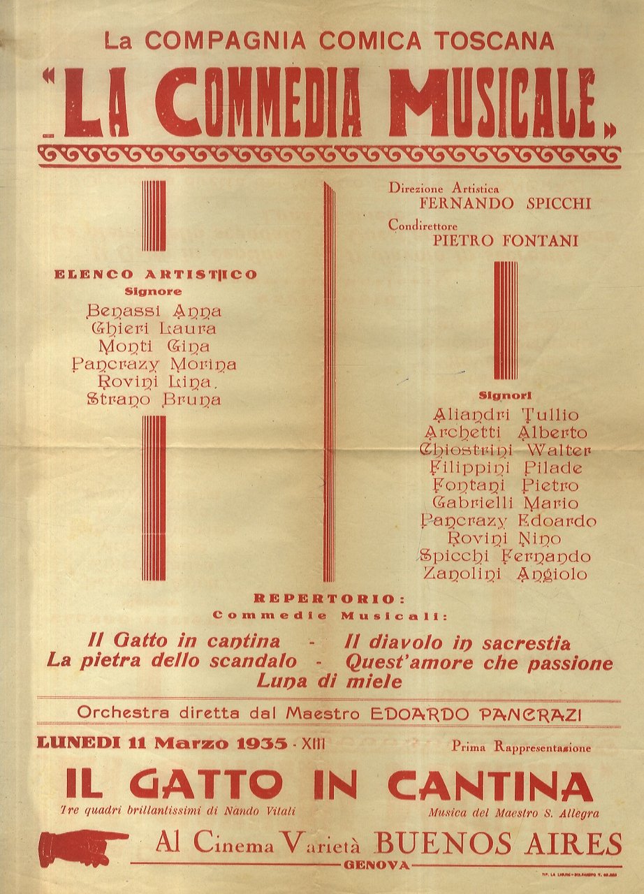 COMPAGNIA (LA) Comica Toscana "La Commedia Musicale". Direzione artistica: Fernando …