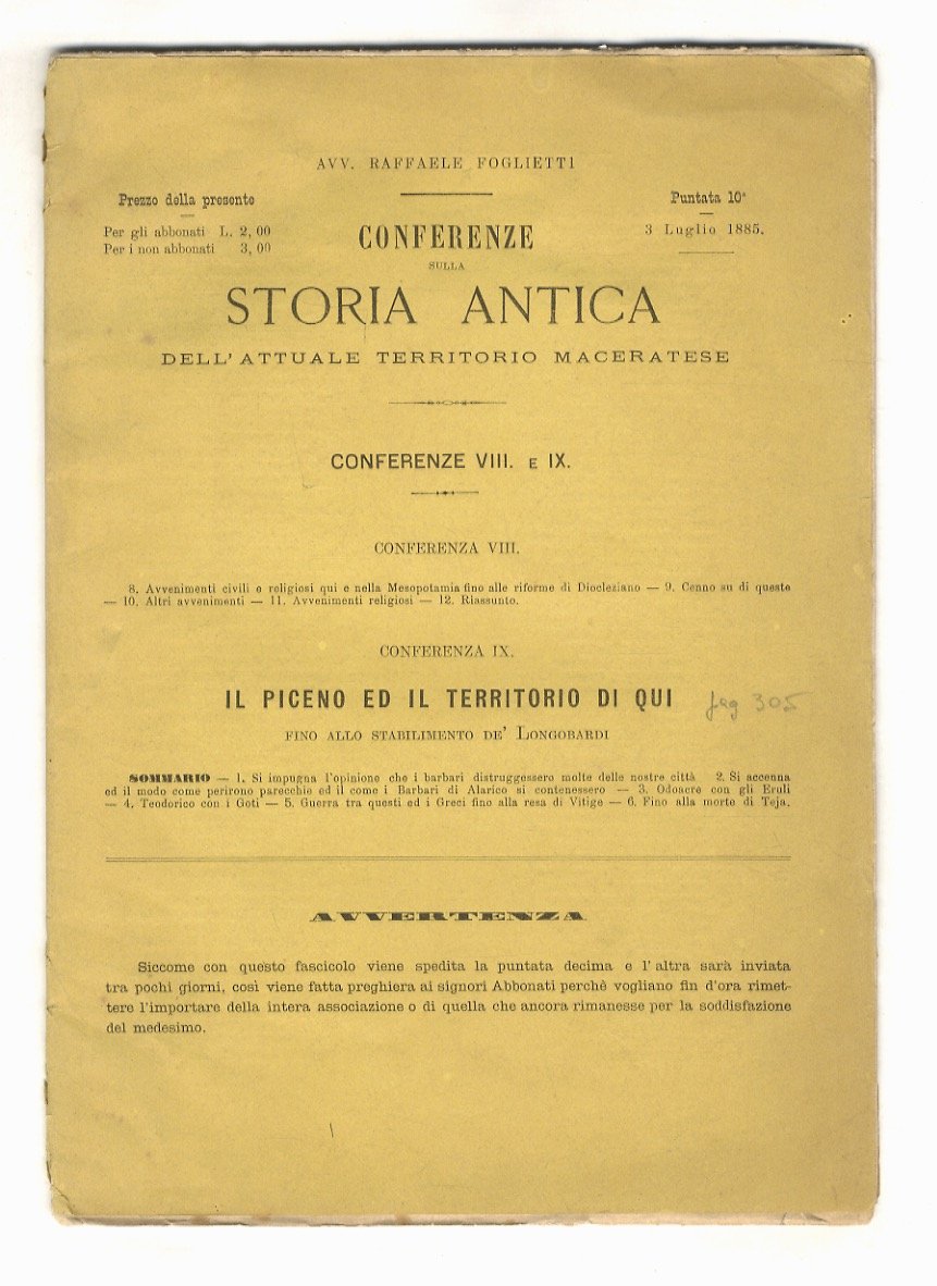 Conferenze sulla Storia antica dell'attuale territorio maceratese. Conferenza IX: Il …